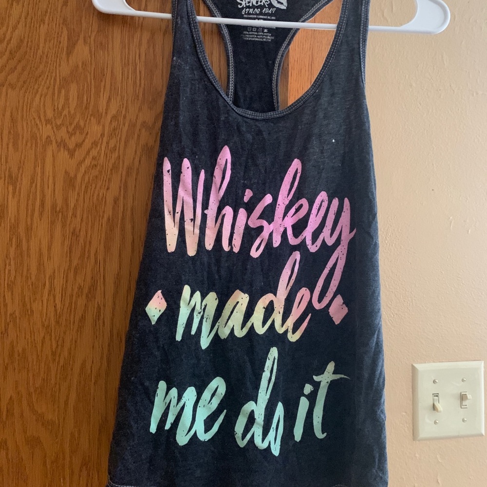 "Whiskey made me do it" racerback tank top